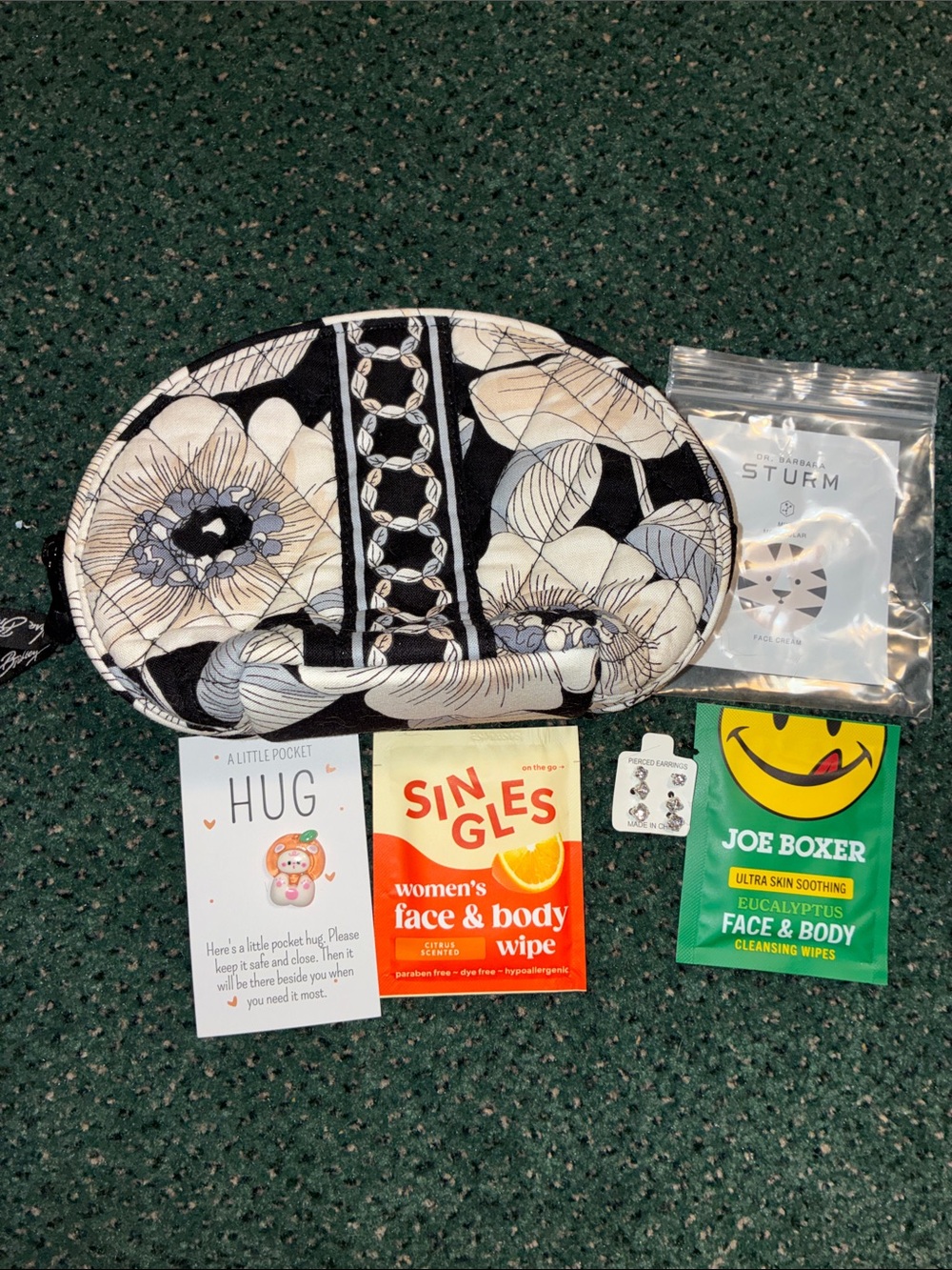 Vera Bradley Floral Black and Cream Cosmetic Pouch 8 pc bundle